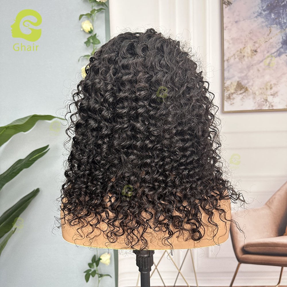 Ghair 4C Textured Hairline Wigs Curly Baby Hair Natural Edges Skin Melt HD Lace Frontal Wigs Kinky curly Human Hair Wig