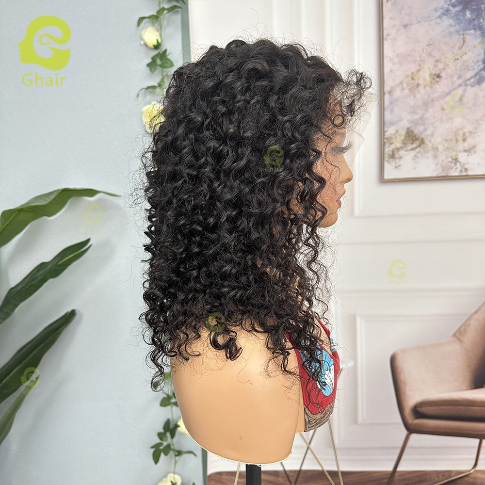 Ghair 4C Textured Hairline Wigs Curly Baby Hair Natural Edges Skin Melt HD Lace Frontal Wigs Kinky curly Human Hair Wig