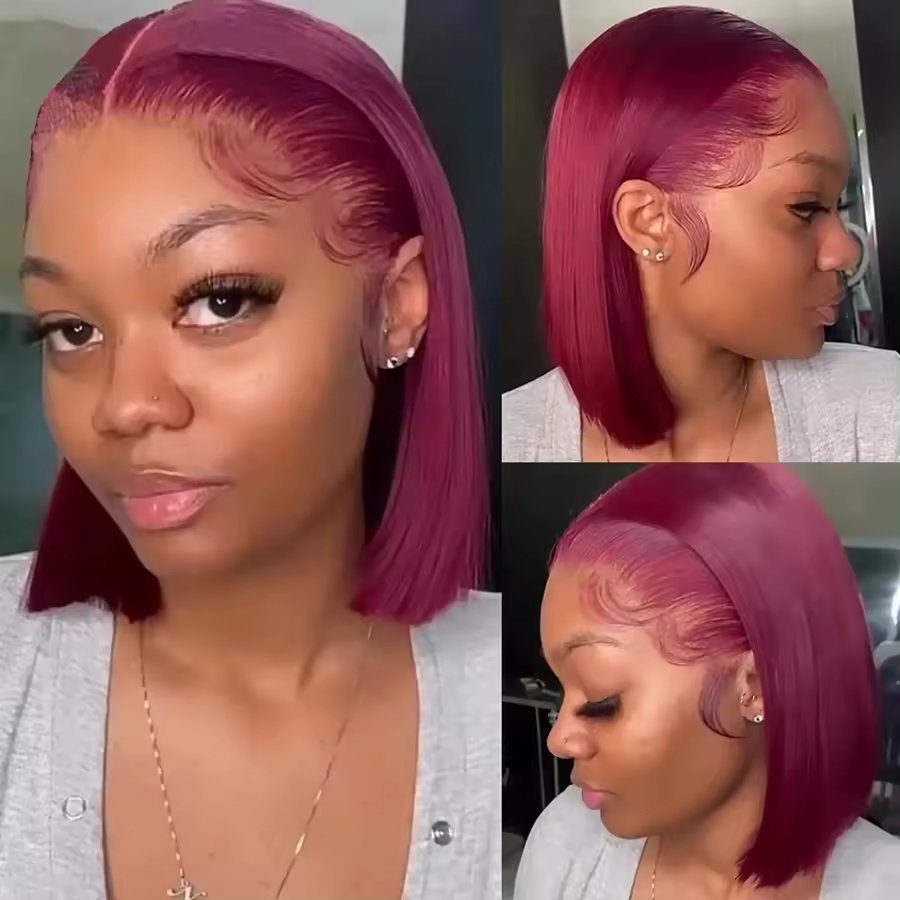 Popular Colors Brazilian Virgin Human Hair Bob 13x4 Lace Frontal Wig Double Drawn Glueless Straight Lace Front Wigs For Women