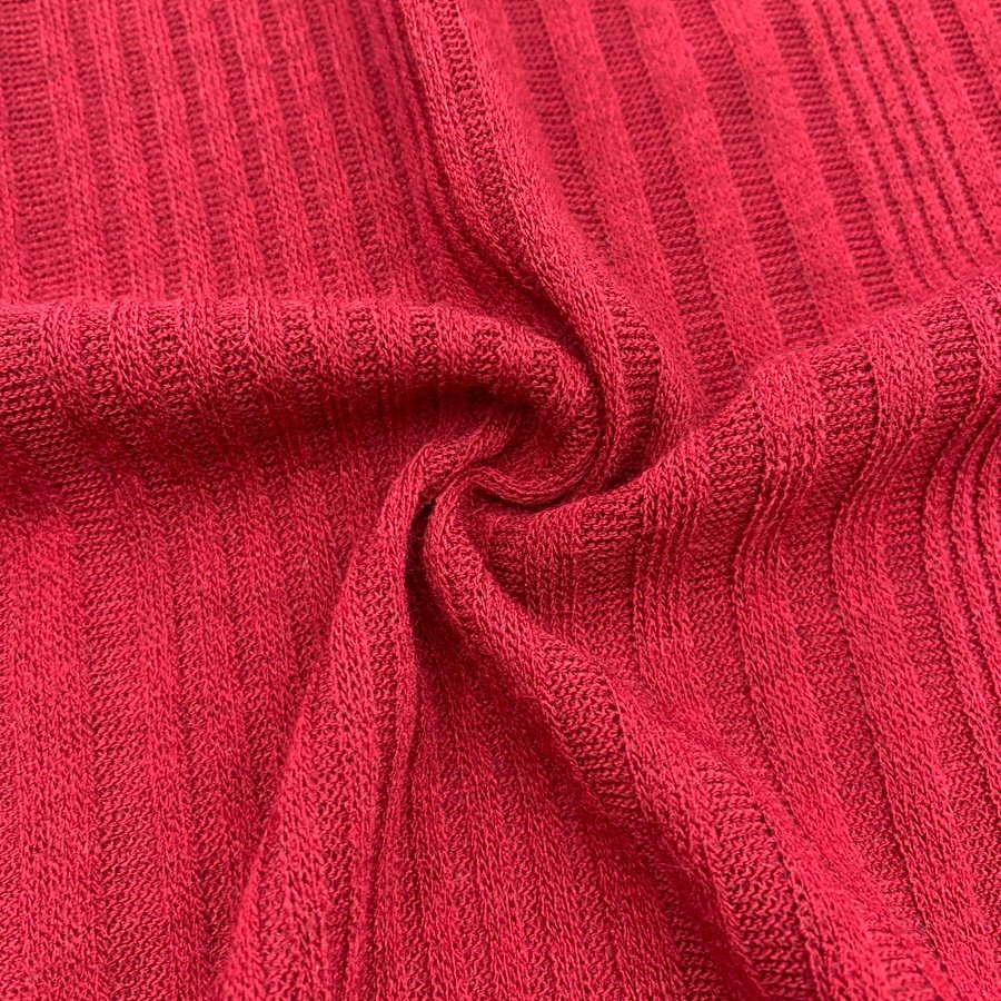 Wholesale custom color ribbed 95 polyester 5 spandex 255gsm knitted irregular rib fabric for tops sweater