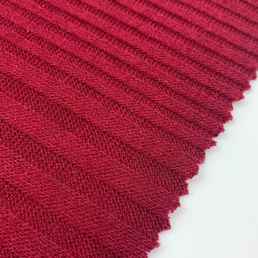 Wholesale custom color ribbed 95 polyester 5 spandex 255gsm knitted irregular rib fabric for tops sweater