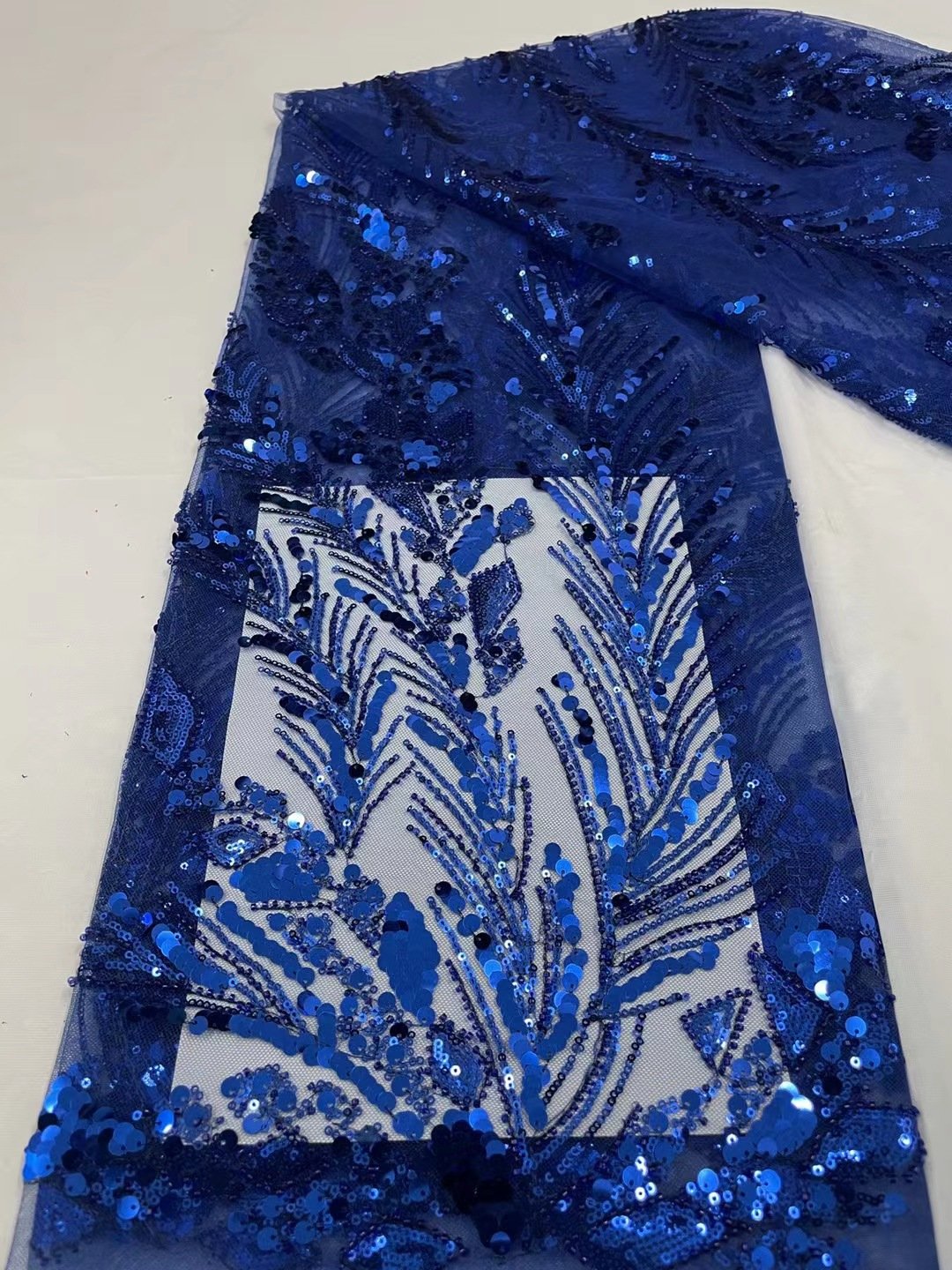Black Heavy Duty Beaded Tube Embroidered Lace Fabric Sequins High-Grade Plant Floral Dress Embroidery Lace Cheongsam Lace