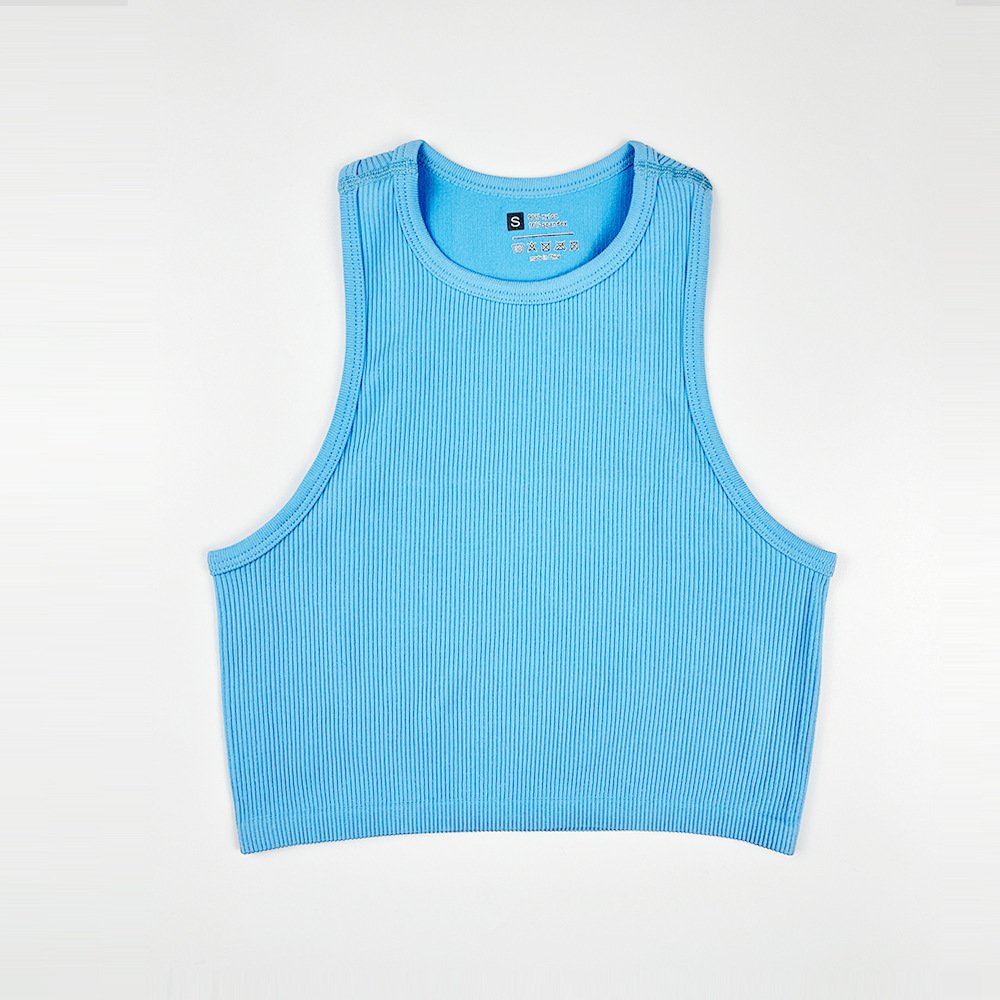 Yoga Women Sports Vest Gym Crop Fitness Running Short Vest Seamless Streetwear Rib Knit Yoga Top Sport Tops Without Pads