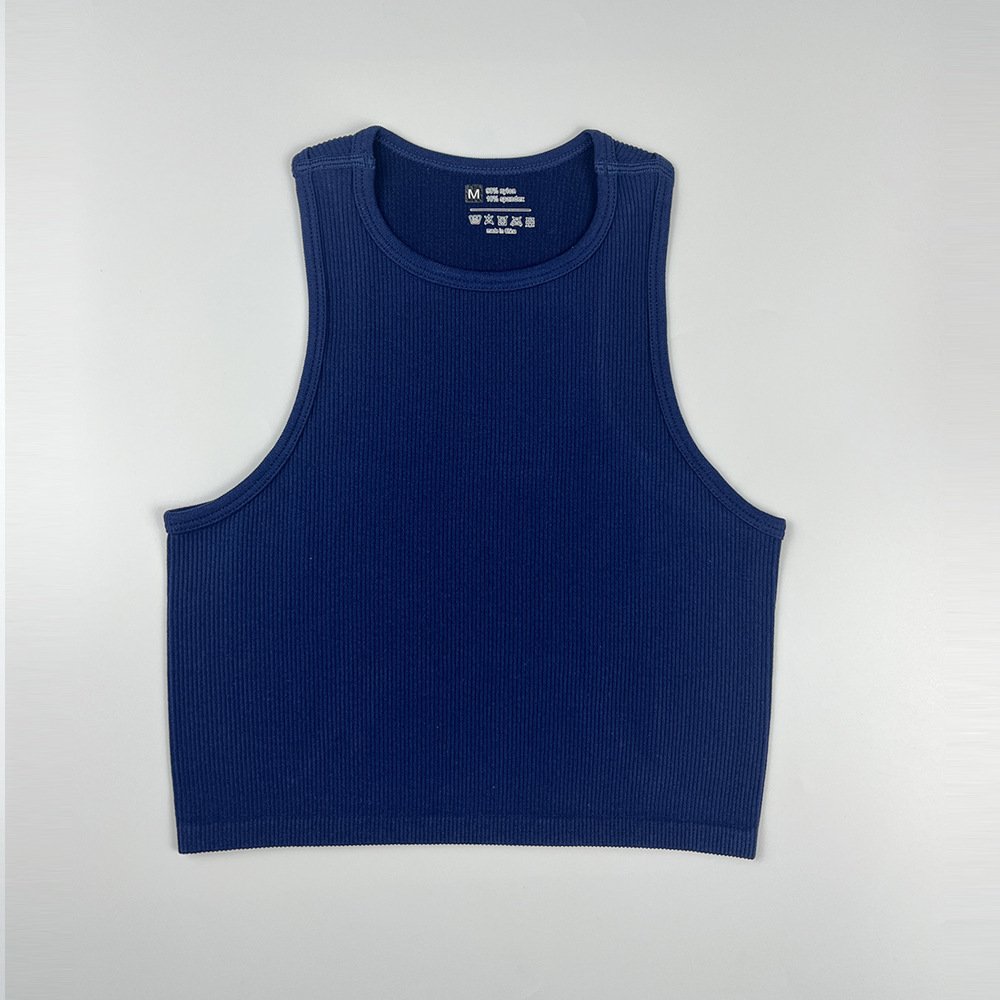 Yoga Women Sports Vest Gym Crop Fitness Running Short Vest Seamless Streetwear Rib Knit Yoga Top Sport Tops Without Pads