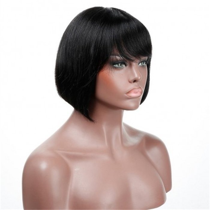 Wholesale Short Bob Wig With Fringe Full Lace Wig Virgin Hair Straight BOB Human Hair Wig