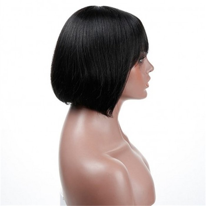 Wholesale Short Bob Wig With Fringe Full Lace Wig Virgin Hair Straight BOB Human Hair Wig
