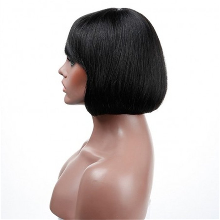 Wholesale Short Bob Wig With Fringe Full Lace Wig Virgin Hair Straight BOB Human Hair Wig
