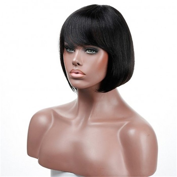 Wholesale Short Bob Wig With Fringe Full Lace Wig Virgin Hair Straight BOB Human Hair Wig