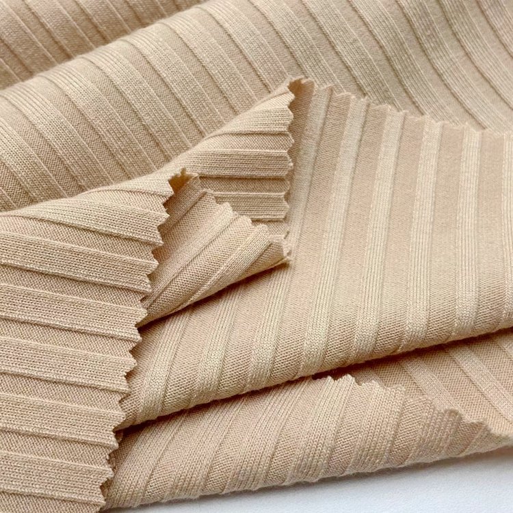 High quality ribbed 6*6 rayon polyester stretch 290gsm custom wide soft knit rib fabric for sweater