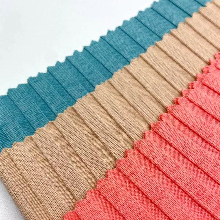 High quality ribbed 6*6 rayon polyester stretch 290gsm custom wide soft knit rib fabric for sweater