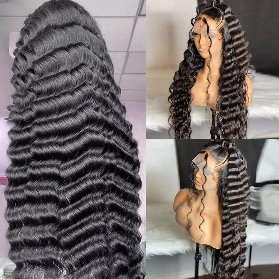 13x6 Pre plucked Full Lace Frontal Wigs For Black Women, Loose Deep Curly 360 Lace Wigs Vendor ,Transparent Hd Lace Front Wigs