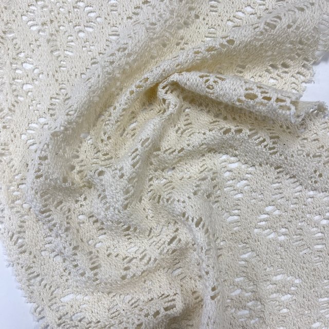 beige Soft Hand Feel 85%Cotton Lace yarn dyed tricot knitted crocheted fabric for vacation wearing