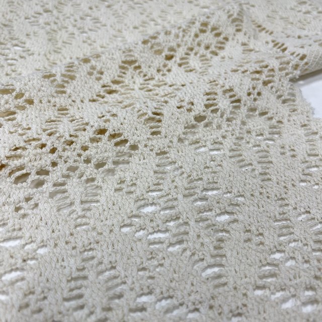 beige Soft Hand Feel 85%Cotton Lace yarn dyed tricot knitted crocheted fabric for vacation wearing