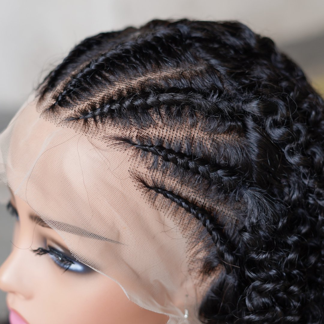 Wholesale African knotless Box Braiding Hair Wig Glueless Human Hair Vendors Full Lace Front Braided Wigs for Black Women