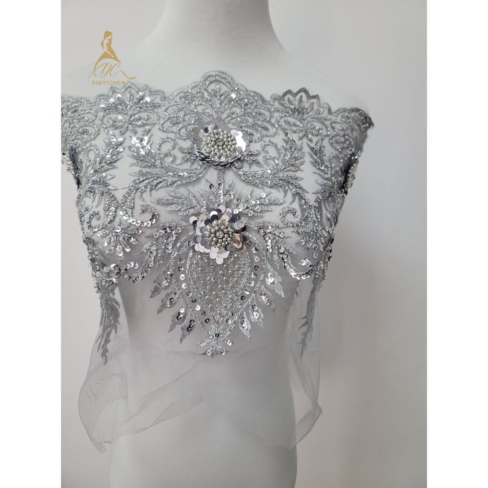 high quality dry sequin embroidery lace trimming for women wedding dress for party
