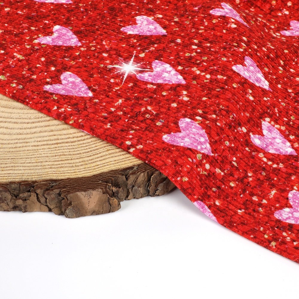 2022 Hot Selling Custom Digital Printed bamboo rib knit spandex fabric