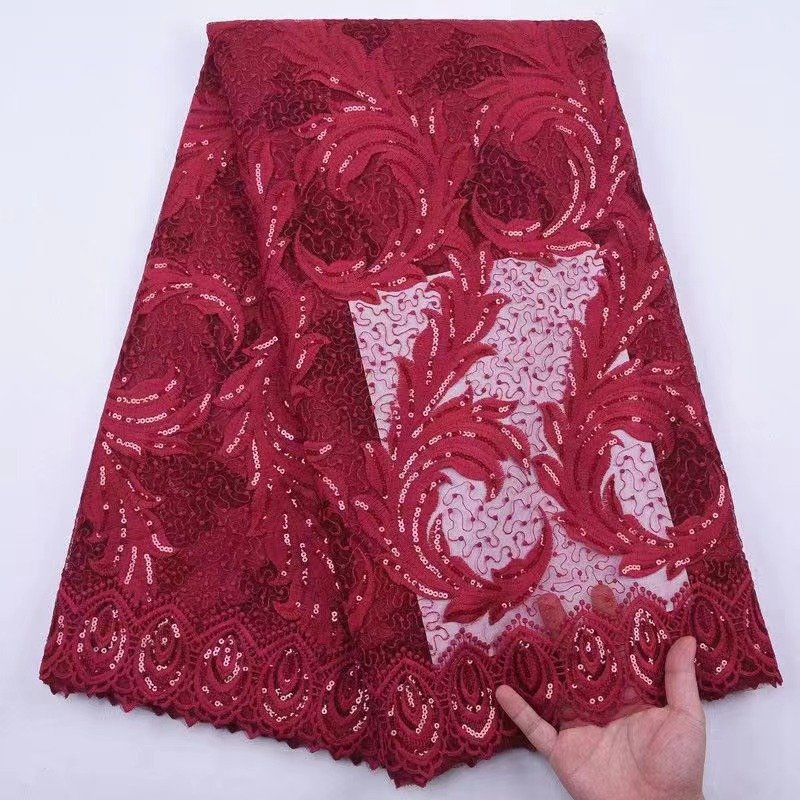 Zeal Beautiful French Tulle Lace Trim 3D Embroidery Cord Sequin Fabric Custom Width for Wedding Dresses and Parties