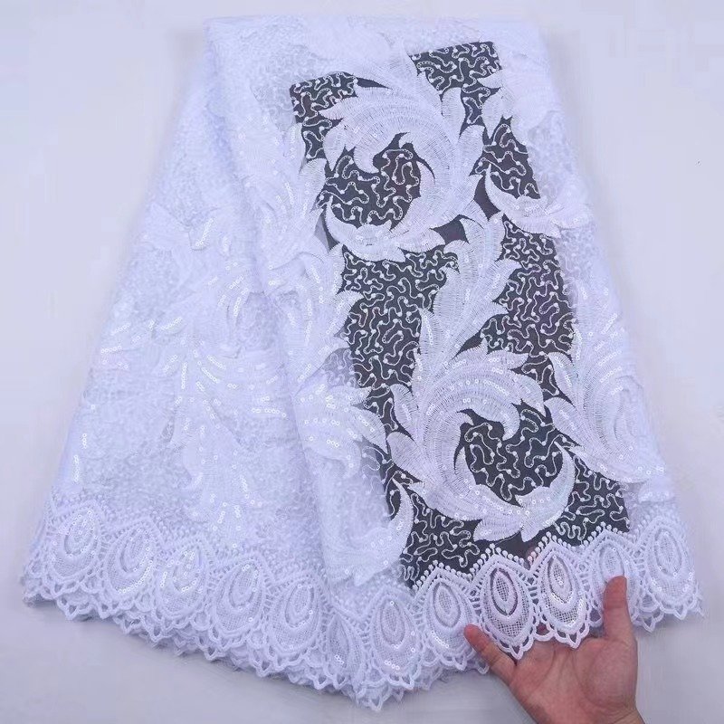 Zeal Beautiful French Tulle Lace Trim 3D Embroidery Cord Sequin Fabric Custom Width for Wedding Dresses and Parties