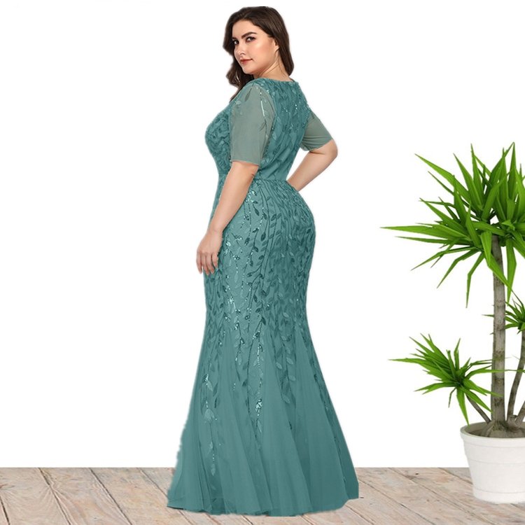 high quality mesh sexy fishtail dresses Summer 2022 new Wholesale high quality Sequin Plus Size lace prom DRESS SUMMER