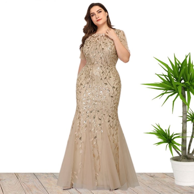 high quality mesh sexy fishtail dresses Summer 2022 new Wholesale high quality Sequin Plus Size lace prom DRESS SUMMER