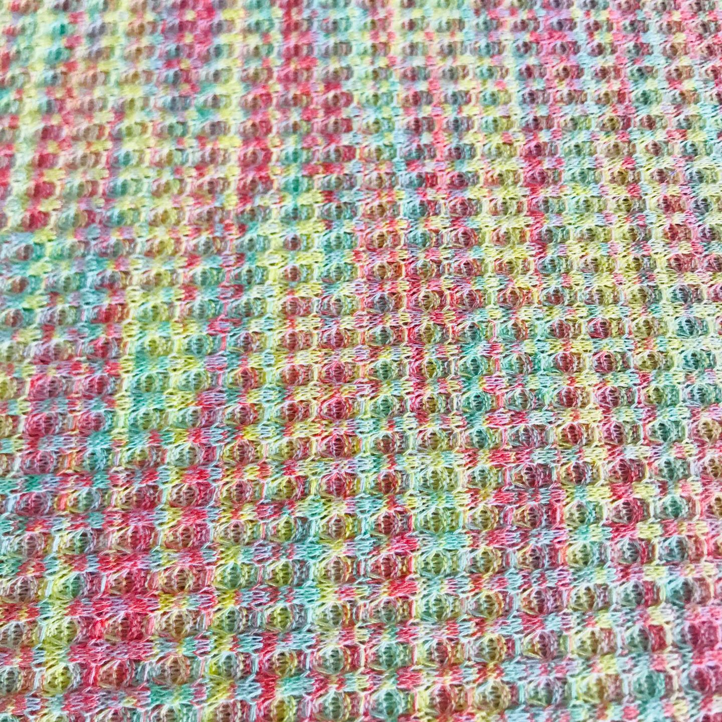 Wholesale Yarn Dyed Gradient Colorful T R Poly Rayon Spandex Stretch Knit Jacquard Rib Hacci Waffle Fabric