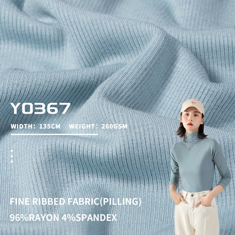260g elastic knitted ribbed fabric Rayon 96% spandex 4% Spring/Summer T-shirt and dress fabric