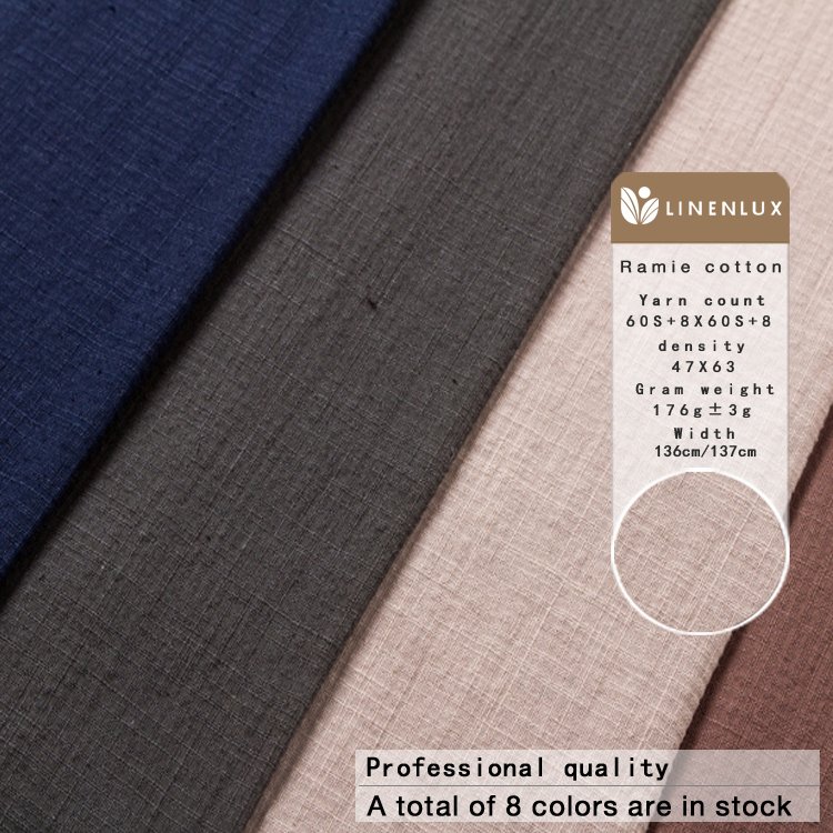 Spring and autumn dresses vest raw material woven ramie blend yarn 70% ramie 30% cotton fabric ramie cotton fabric for clothing