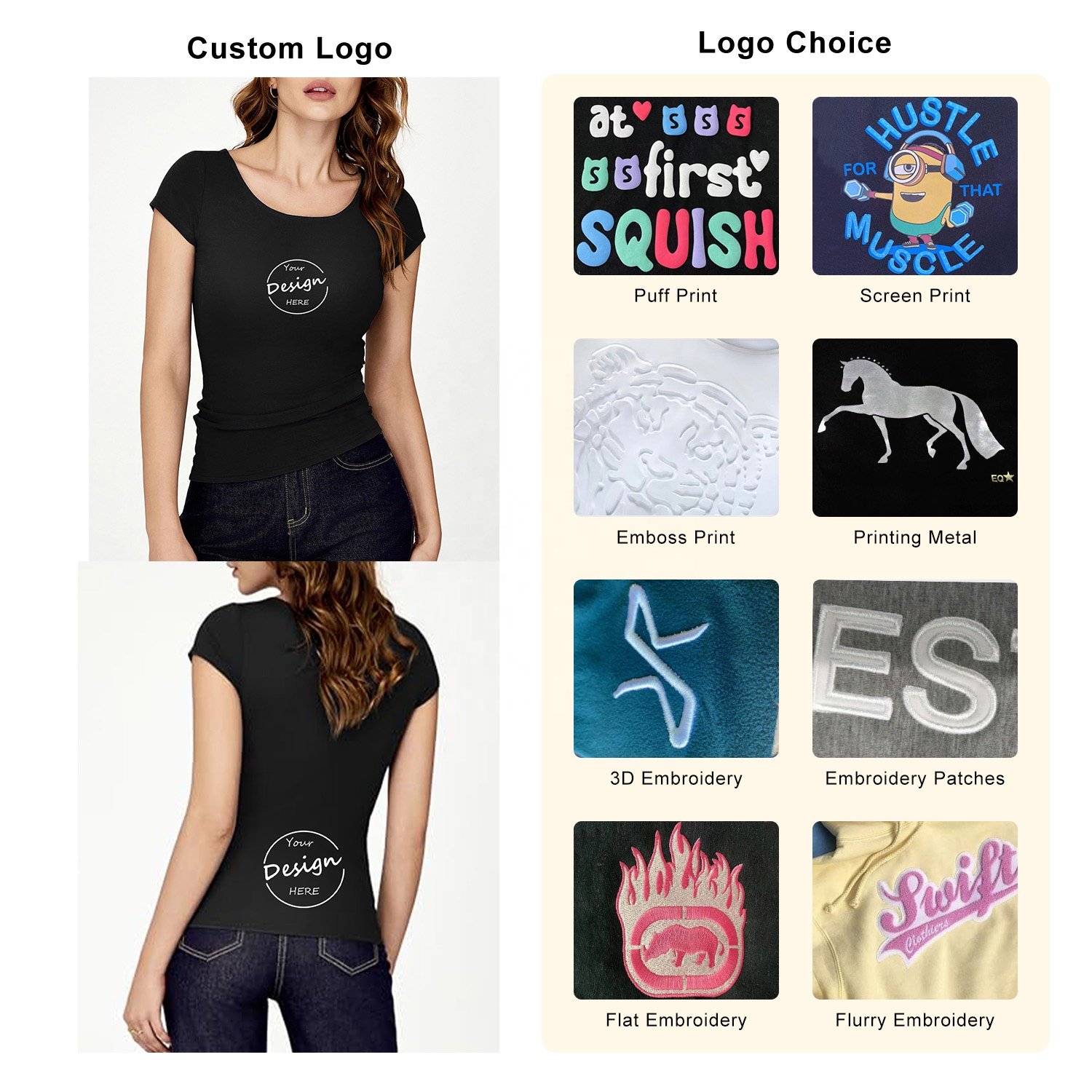 Bulk Wholesale Luxury T-shirts Solid Color Embroidery Comfortable 100 Pure Cotton Ribbed Slim Fit Women T-shirts