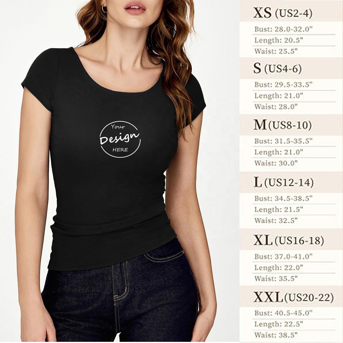 Bulk Wholesale Luxury T-shirts Solid Color Embroidery Comfortable 100 Pure Cotton Ribbed Slim Fit Women T-shirts