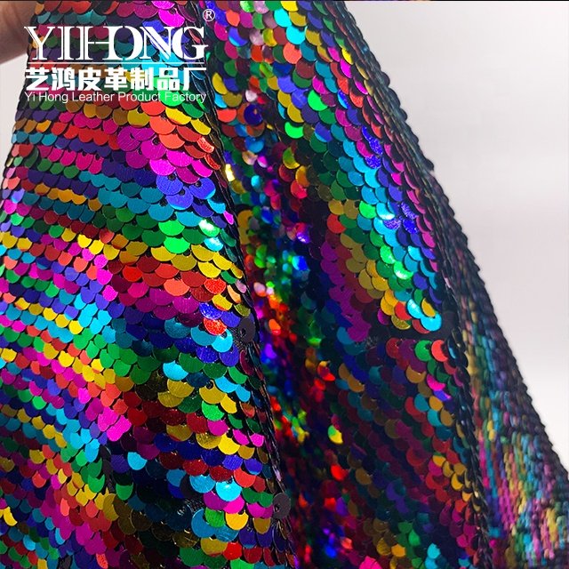 FA-ZPFX1 5 MM knitted base colorful special pattern industry competitive price red sequins lace fabric for toys costume bags