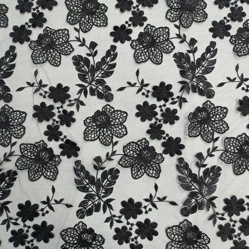 LSR-1632 Harvest mesh 3D cotton embroidery fancy tulle embroidery lace fabric for wedding dress
