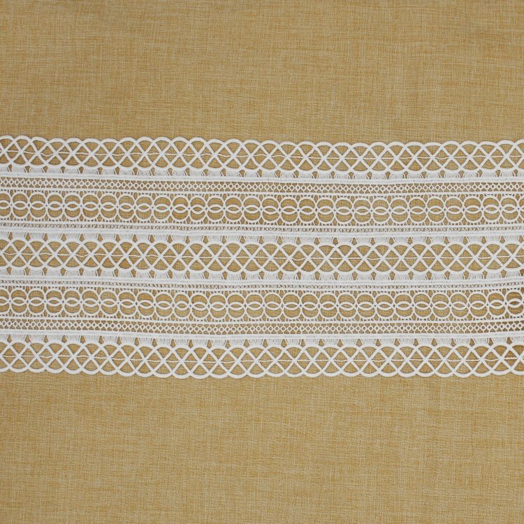 Factory sale 17cm width embroidery lace trim 100% polyester milk silk lace trim for dress accessories