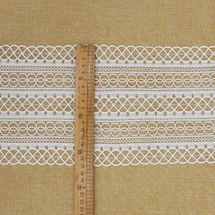 Factory sale 17cm width embroidery lace trim 100% polyester milk silk lace trim for dress accessories