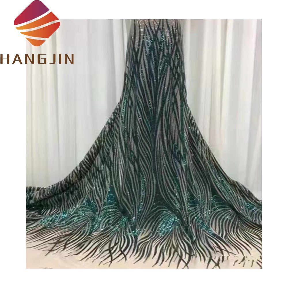 French Laces Fabrics High Quality Tulle African Sequins Net Mesh Lace Fabric For Party Dress