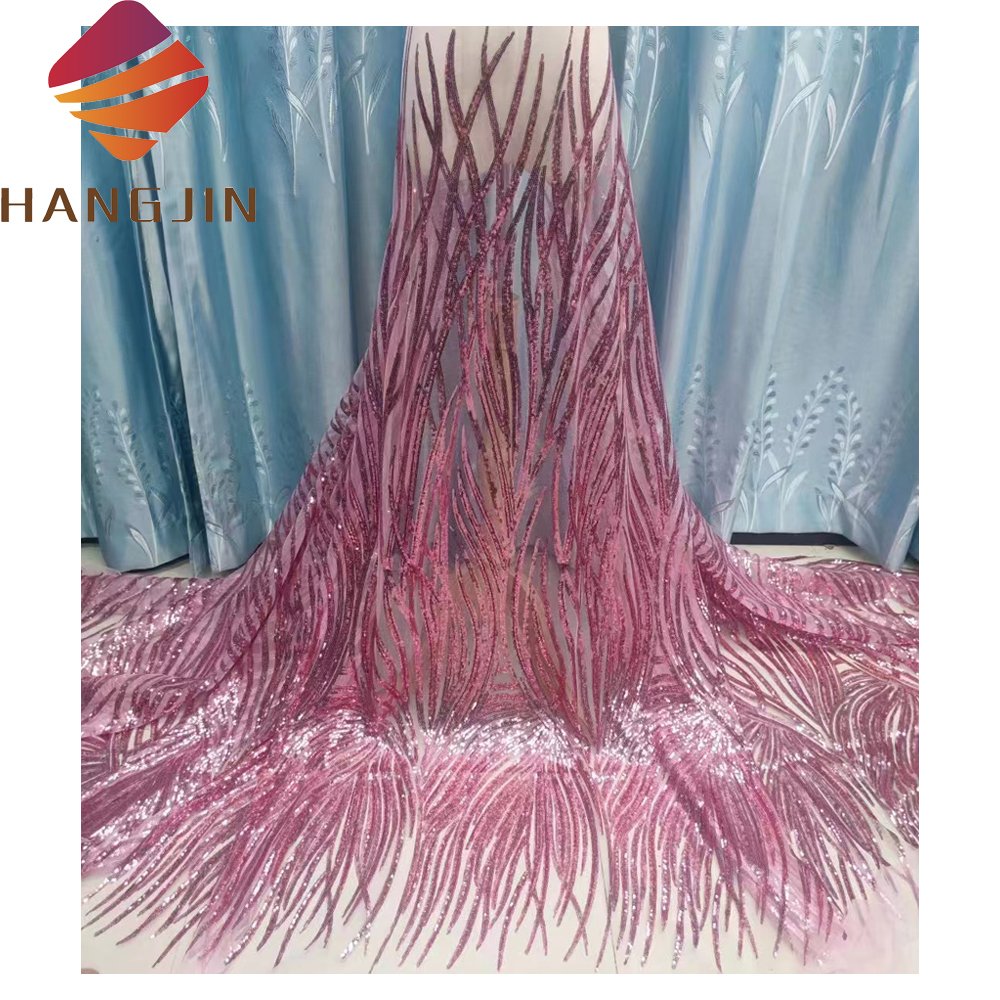 French Laces Fabrics High Quality Tulle African Sequins Net Mesh Lace Fabric For Party Dress