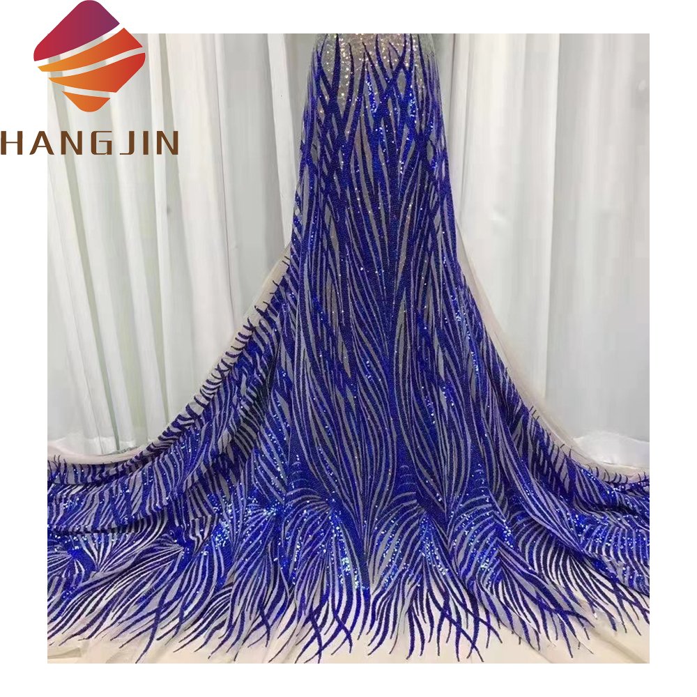 French Laces Fabrics High Quality Tulle African Sequins Net Mesh Lace Fabric For Party Dress