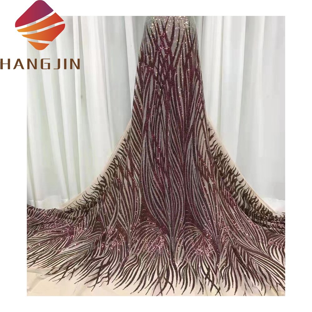 French Laces Fabrics High Quality Tulle African Sequins Net Mesh Lace Fabric For Party Dress