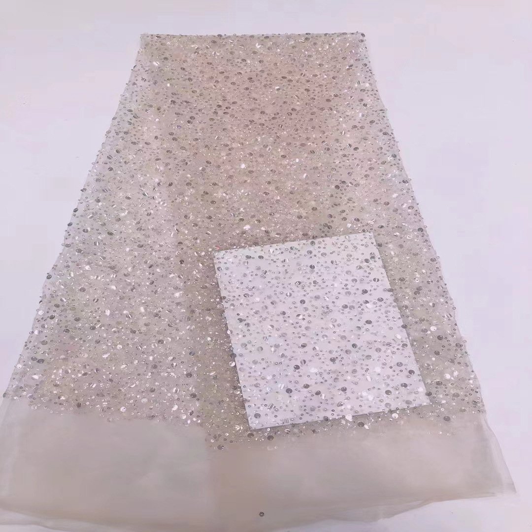 Fashionable Silver Sequin Fabrics for Wedding Dress, Dinner Dress Customized embroidery Lace Fabric