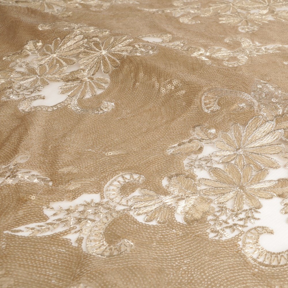 luxury polyester embroidery handbags fabric, beads sequins embroidered bridal fabric for evening dresses/