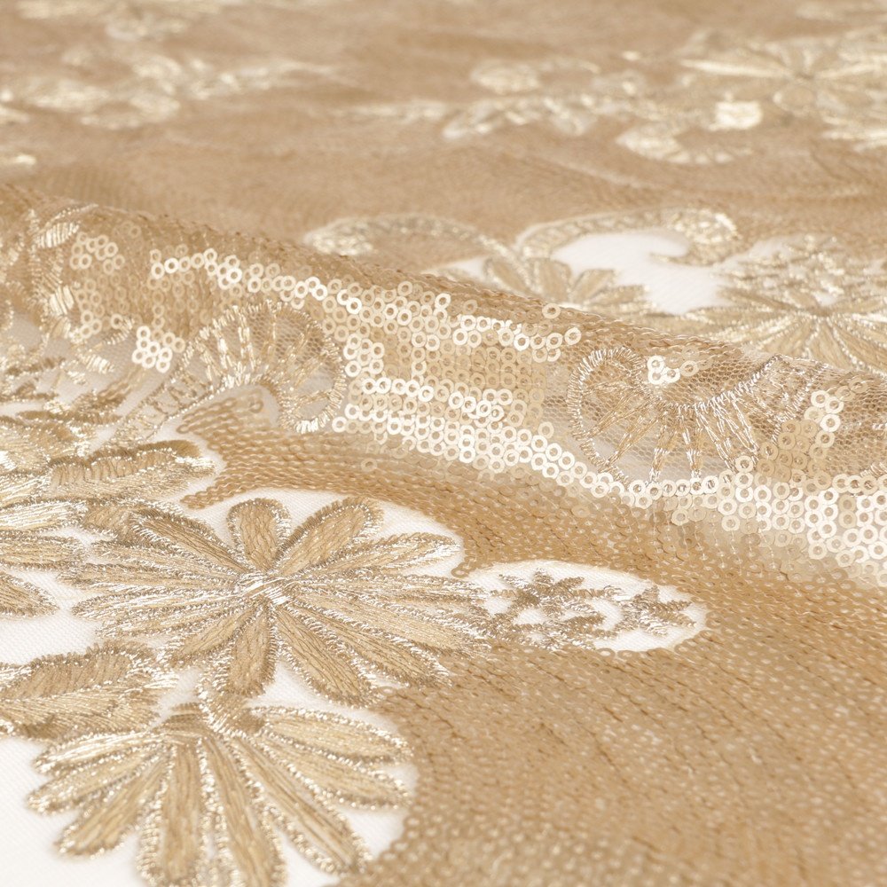 luxury polyester embroidery handbags fabric, beads sequins embroidered bridal fabric for evening dresses/