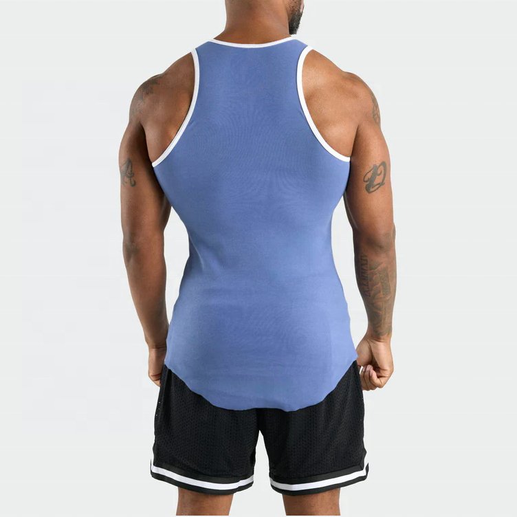 MASSGARMENT High Quality Men's Muscle Ribbed Tank Tops Custom Wholesale Black Gym Stringer Tank Top Men Vest