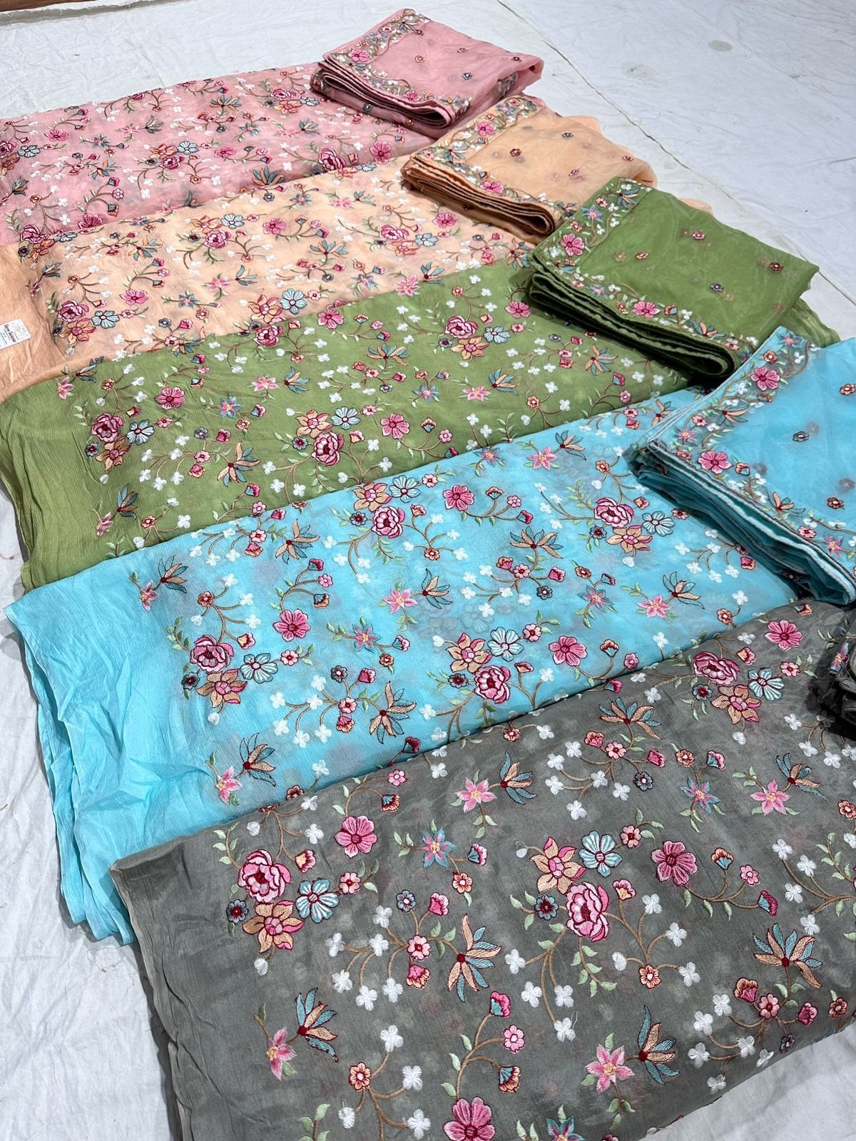 Excellent Quality Chiffon Embroidery Fabric for Making Wedding Grown Party Dress from Indian Supplier