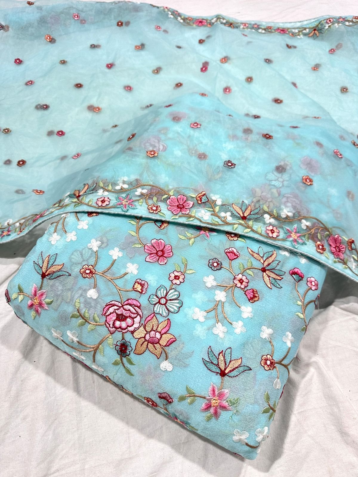 Excellent Quality Chiffon Embroidery Fabric for Making Wedding Grown Party Dress from Indian Supplier