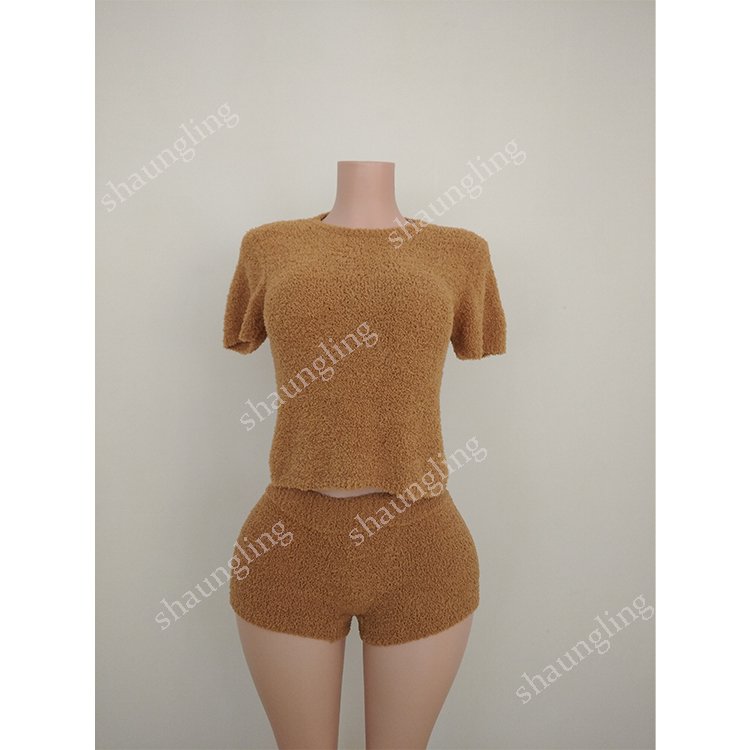 Winter Pajamas Women Cozy Fuzzy Short Sets Sweater Terry Robe Soft Sleepwear Knit Rib Fuzzy Pajamas 3Piece Set Women