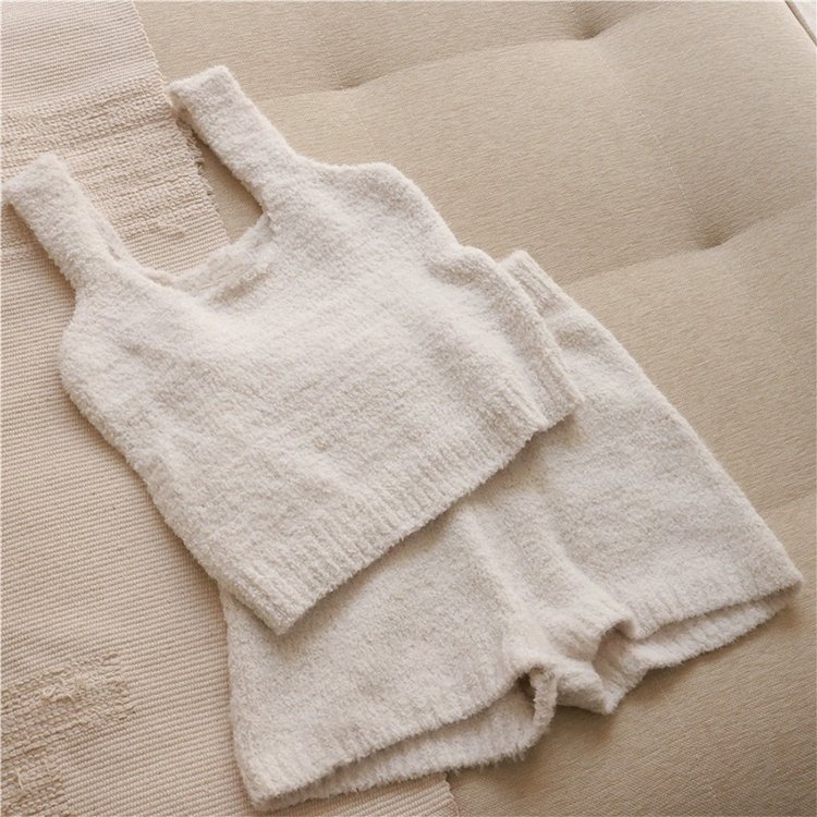Winter Pajamas Women Cozy Fuzzy Short Sets Sweater Terry Robe Soft Sleepwear Knit Rib Fuzzy Pajamas 3Piece Set Women