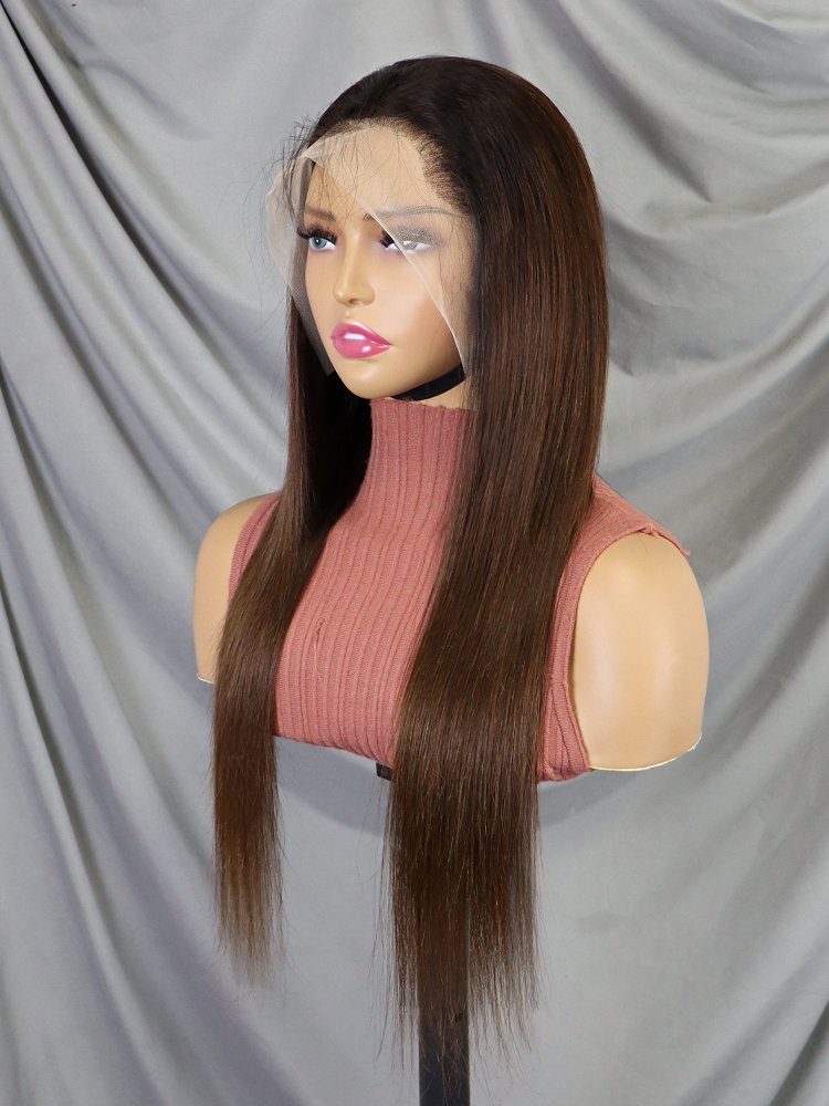 12a Grade Virgin Human Hair Lace Front Wig Full Transparent Frontal Ombre Highlight Long Straight Style Glueless Raw Hair Wigs