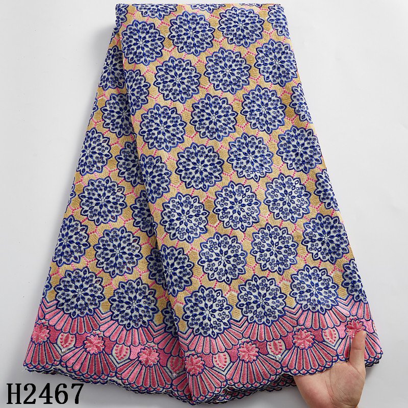 2467 Newest African Swiss Voile Lace Fabric With stones French Purple Embroidery Cotton Lace For Nigerian Wedding Dress Fabric