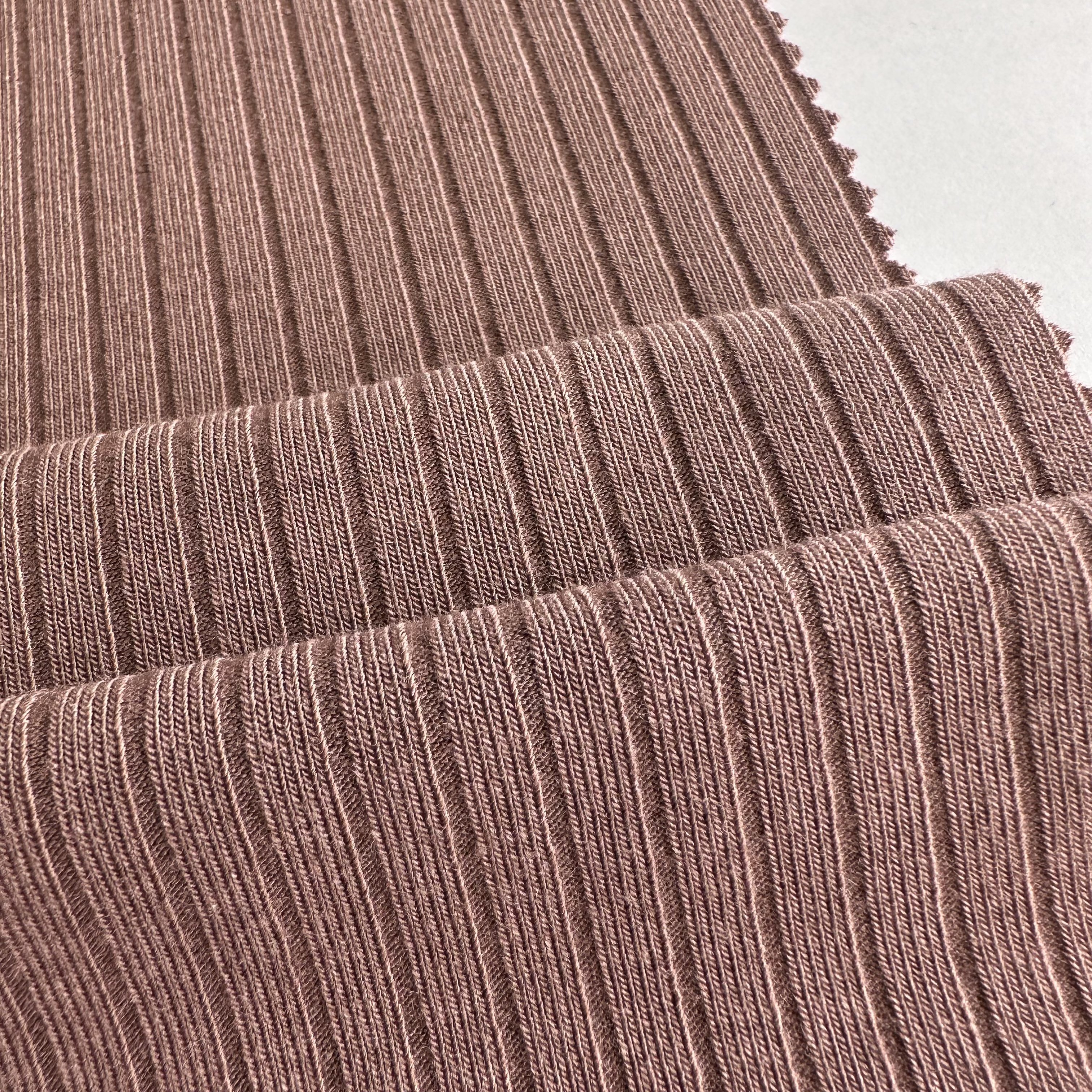 High quality soft elastic wide knitted stripe tr rib fabric of polyester rayon spandex for women sweater and activewear