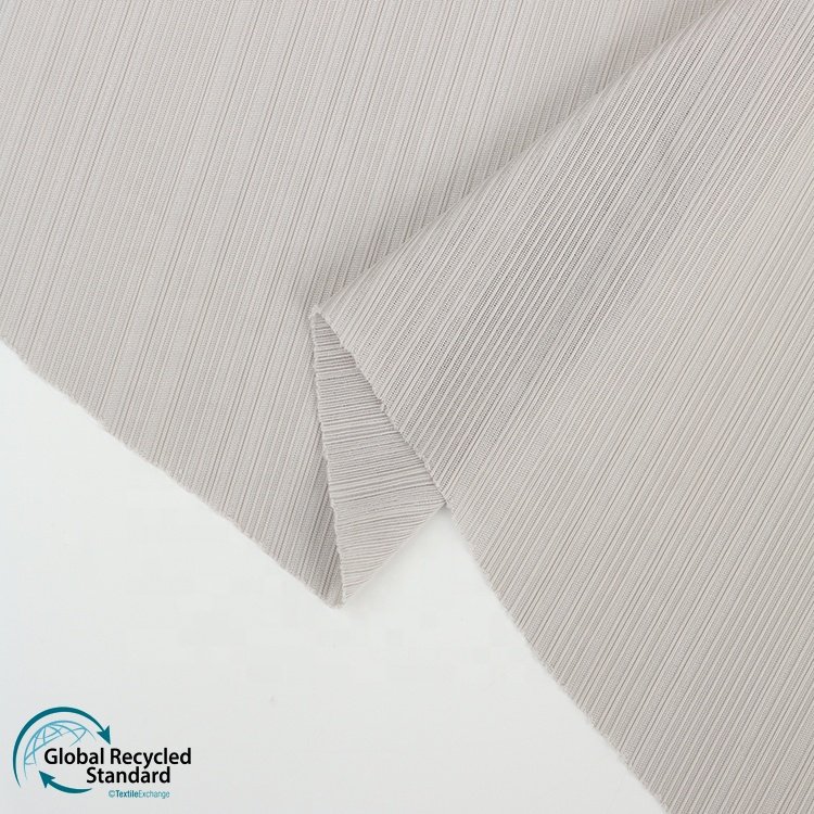 New Arrival RPET Eco-friendly GRS Rib Fabric 92%Recycle Polyester 8%Spandex Ready-to-ship Goods 180gsm Women Sportswear