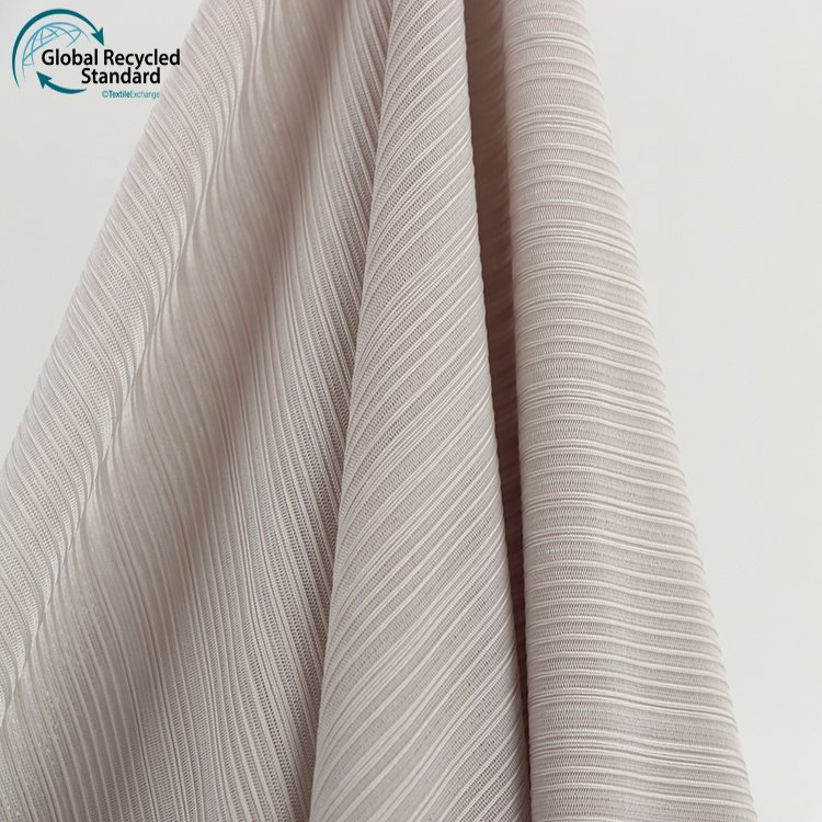 New Arrival RPET Eco-friendly GRS Rib Fabric 92%Recycle Polyester 8%Spandex Ready-to-ship Goods 180gsm Women Sportswear